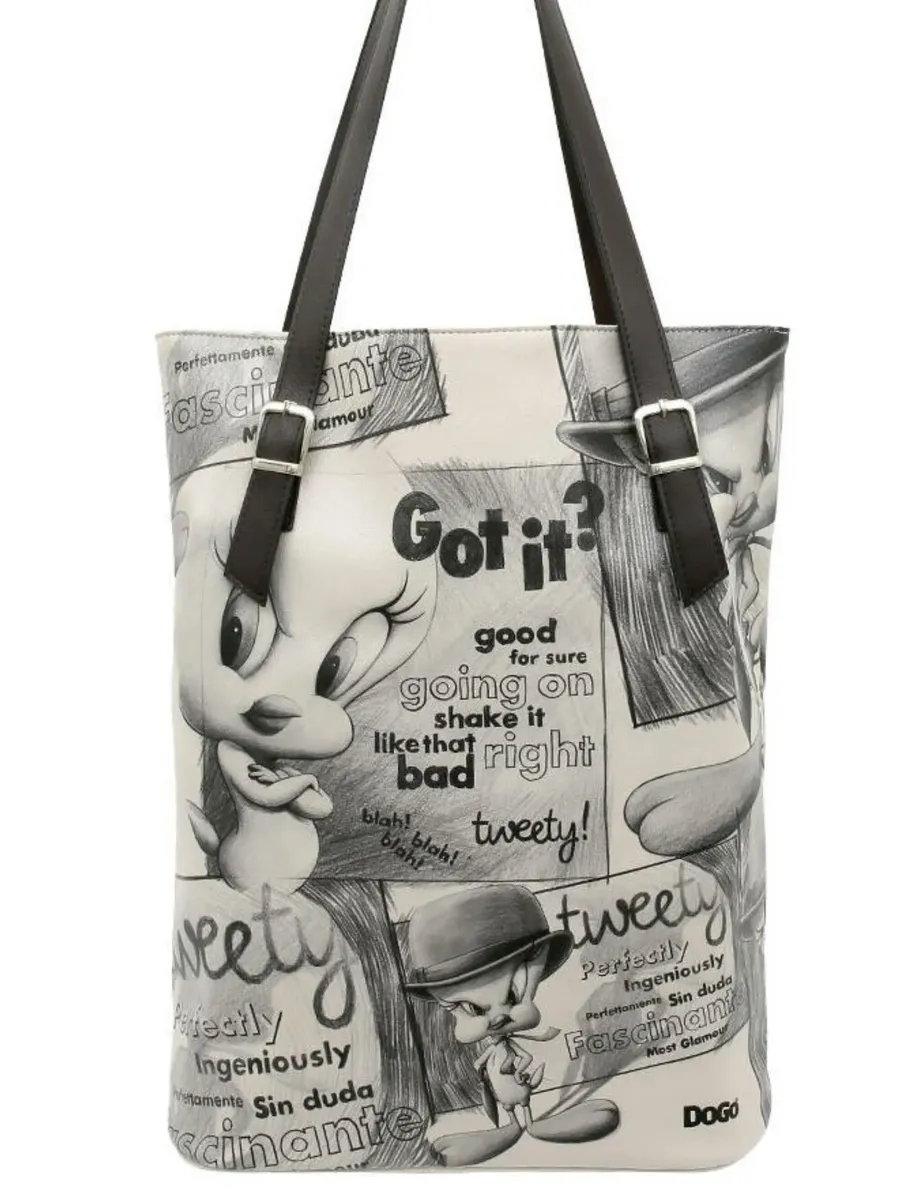 

Сумка через плечо DOGO "Ladies Tall Bag Tweety Sketch Vegan Ladies Handbags (Fashion) /", Vegan, цвет Natur, Серый, Сумка через плечо DOGO "Ladies Tall Bag Tweety Sketch Vegan Ladies Handbags (Fashion) /", Vegan, цвет Natur