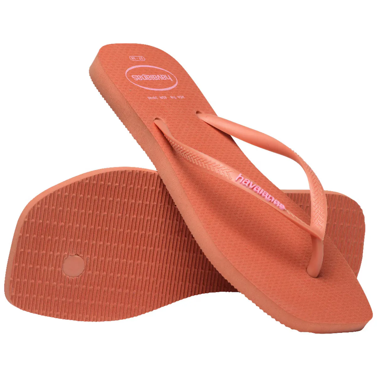 Женские сандалии Hav. Тонкий квадратный логотип Pop Up Pink Clay 412 Havaianas, цвет Azul Cielo — фото 4