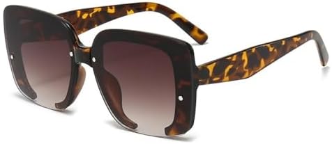 

Солнцезащитные очки без оправы квадратной формы для женщин, винтажный стиль, мужские солнцезащитные очки больших размеров, женские очки с защитой от УФ-излучения UV400 MTZJH, Leopard