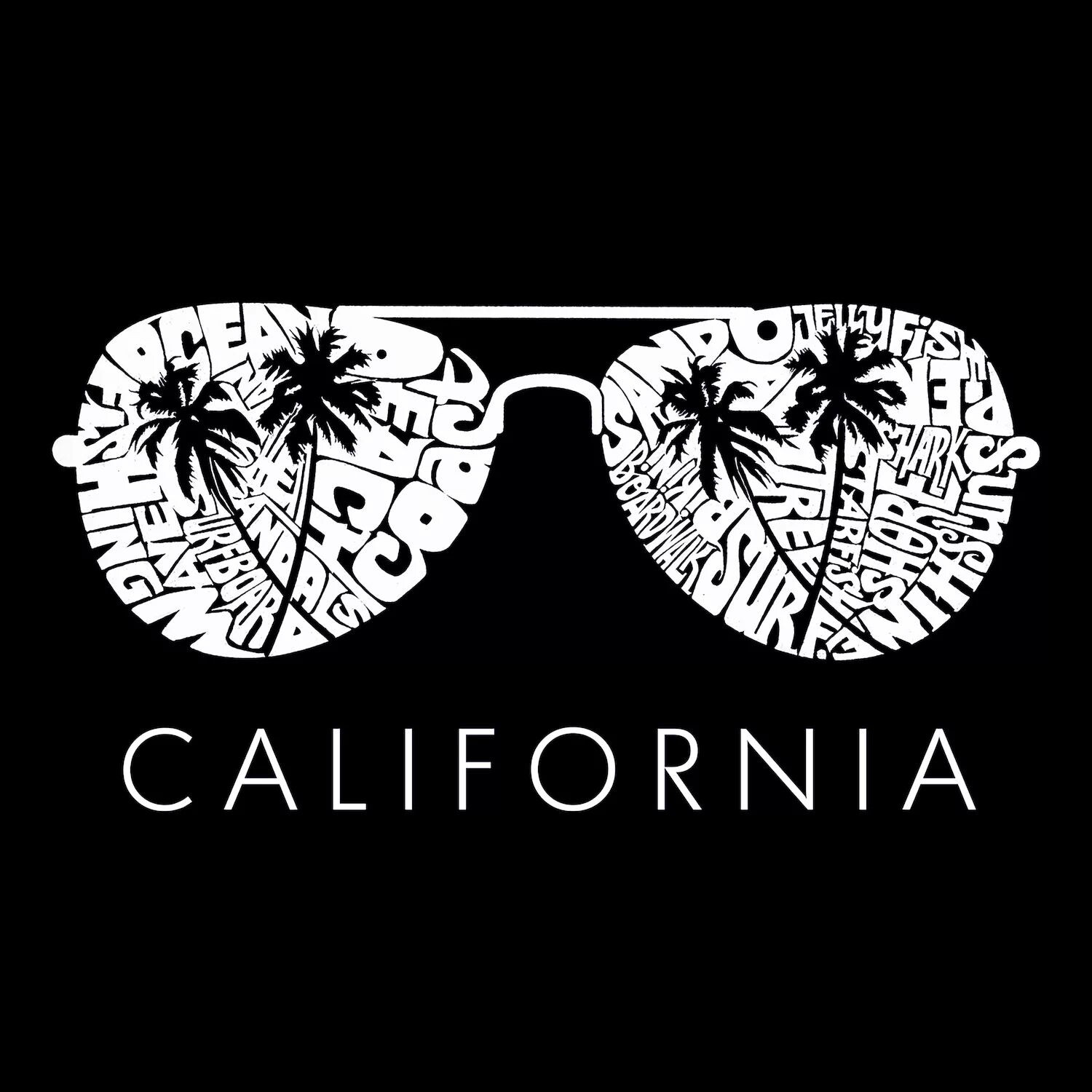 

California Shades — мужская футболка премиум-класса Word Art LA Pop Art, черный