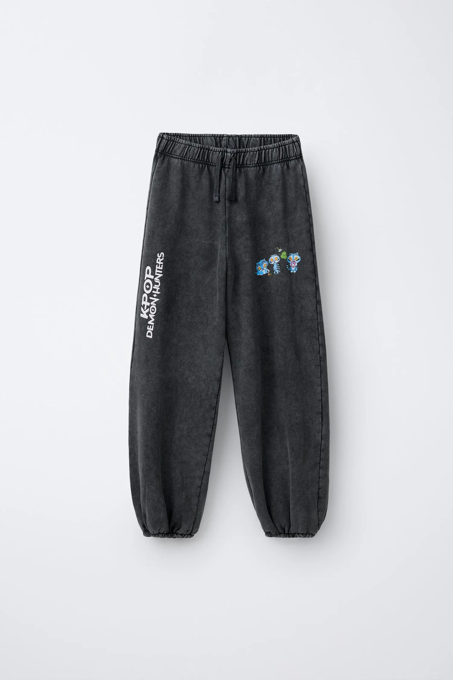Спортивные брюки с эффектом потертости k-pop demon hunters netflix © Zara, антрацитово-серый