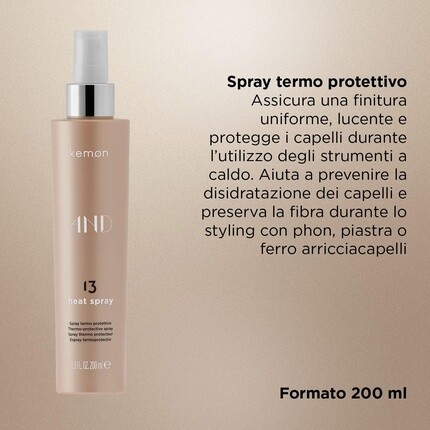And 13 Heat Spray Профессиональный термозащитный спрей для ухода за волосами, 200 мл, Kemon — фото 2