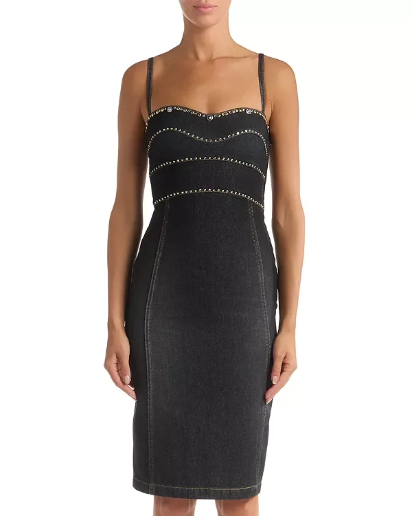 Платье из выцветшего денима Versace, Black