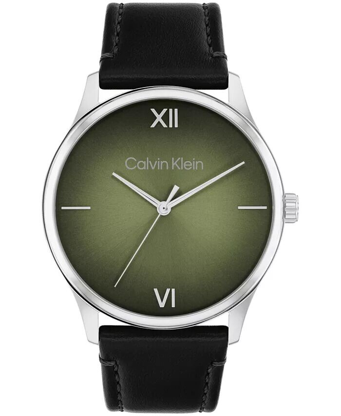 

Мужские часы Ascend с черным кожаным ремешком, 43 мм Calvin Klein, черный