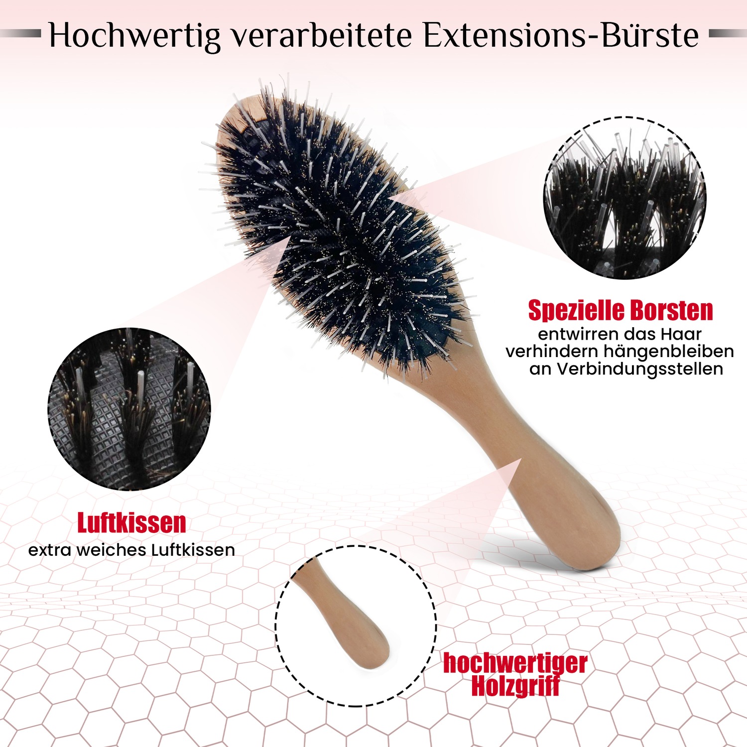 Накладные волосы bürste für extensions Hair2Heart, holz — фото 3