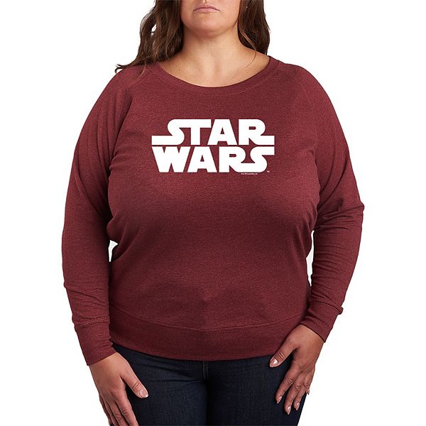 

Футболка с длинным рукавом French Terry Plus Size с логотипом Star Wars, Heather Maroon