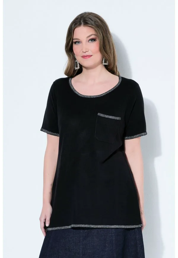 

Базовая футболка komfort fit glitzernähte Miamoda, Black, Черный, Базовая футболка komfort fit glitzernähte Miamoda, Black