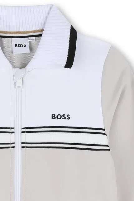 Свитер детский вязаный кардиган BOSS, бежевый — фото 4