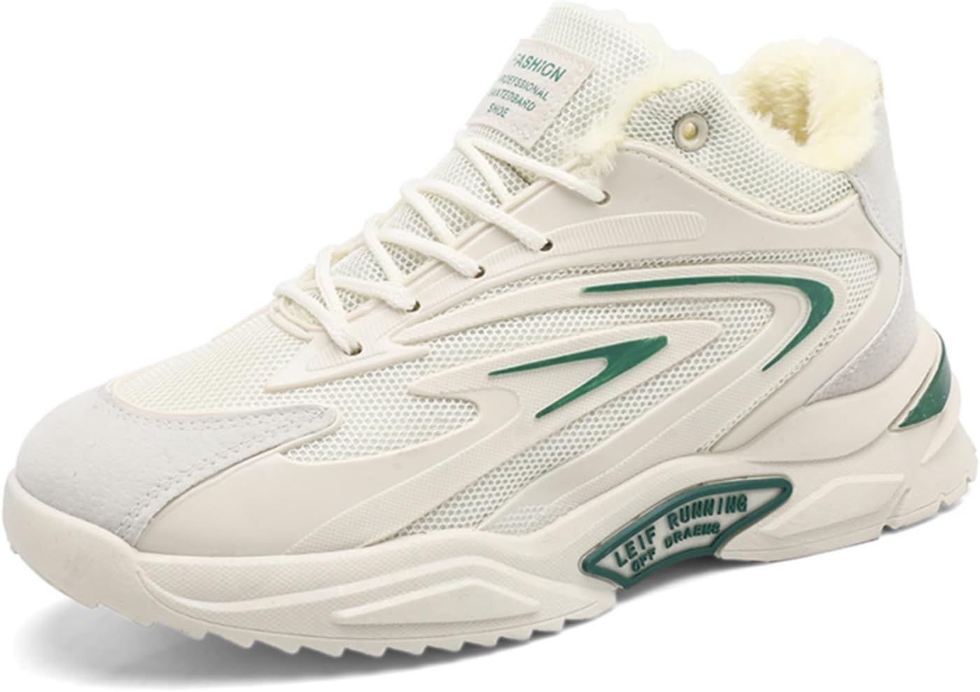 

Мужские кроссовки с флисовой подкладкой: ультра-теплые внутри, противоскользящие с толстой подошвой, стильные беговые кроссовки- модный рельефный дизайн, подходят для повседневной носки в холодную погоду и для повседневного стиля Khwfjas, бежевы...