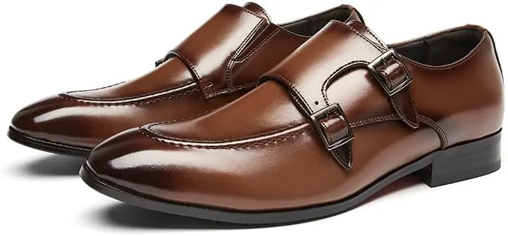 

Мужские классические оксфорды с двойной пряжкой, официальные деловые оксфорды для работы в офисе, подходят для свадебных шаферов DifaBack, коричневый