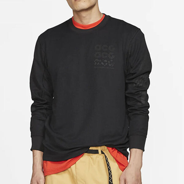Футболка men's acg logo printing sports pullover round neck long sleeves t-shirt Nike, черный — фото 3
