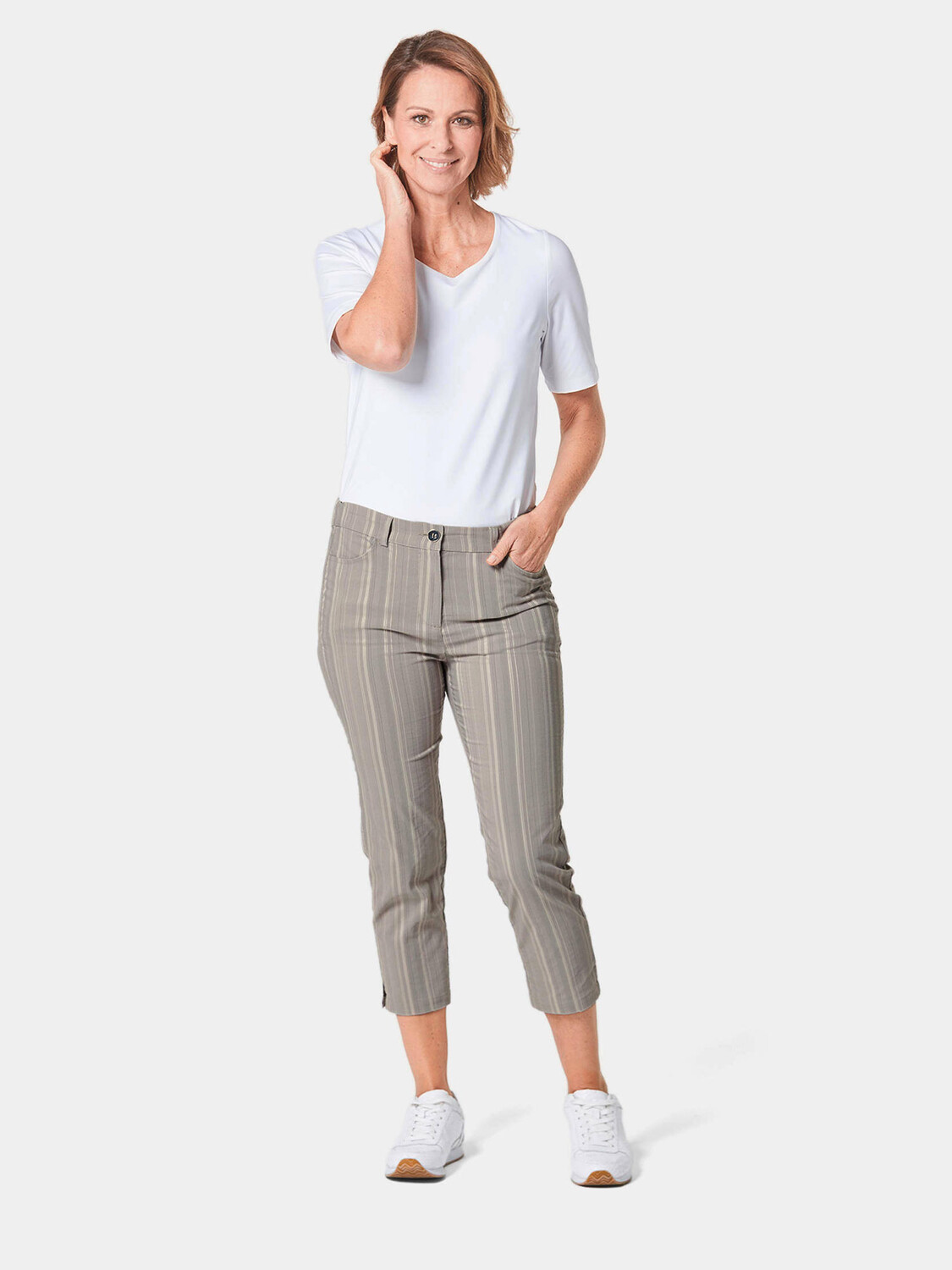 

Брюки GOLDNER Verkürzte Struktur Hose, цвет zement