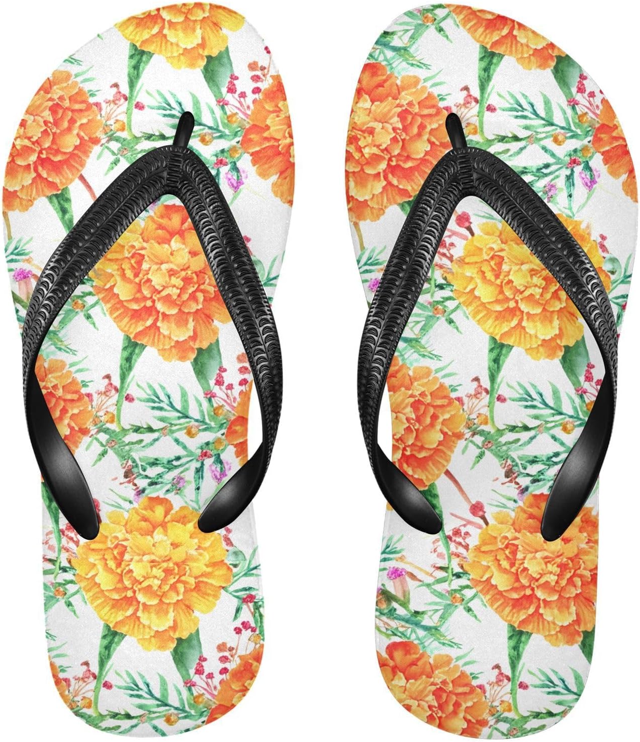 

Белые шлепанцы с рисунком листьев бархатцев, пляжные сандалии-вьетнамки, резинескользящие летние тапочки для ходьбы, обувь для мужчин и женщин Sinestour