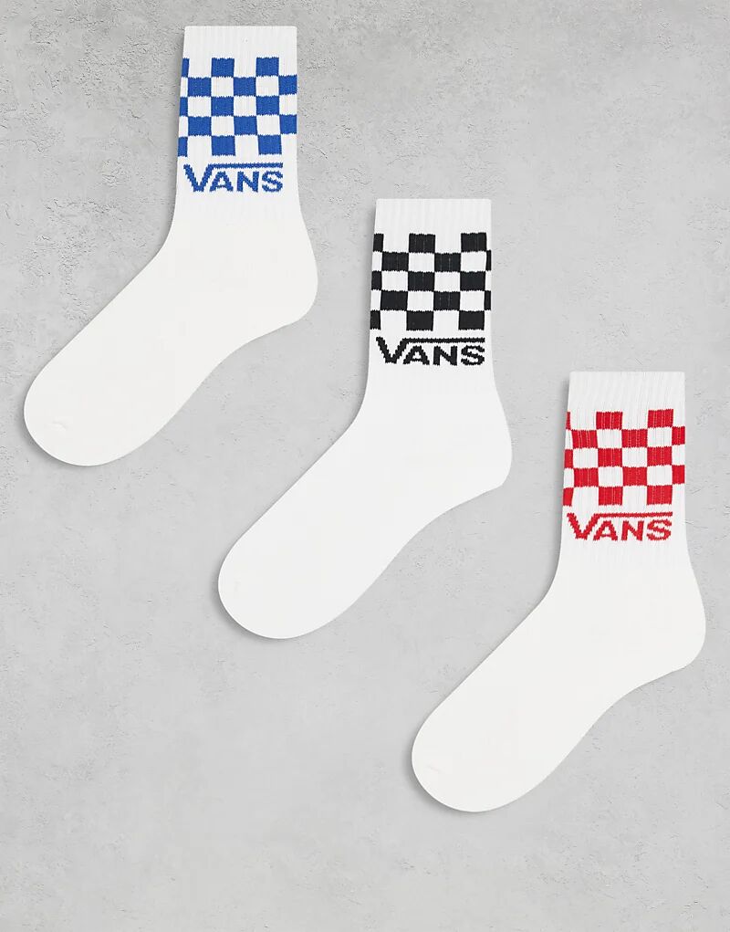 

3 пары классических клетчатых носков Vans в белом цвете