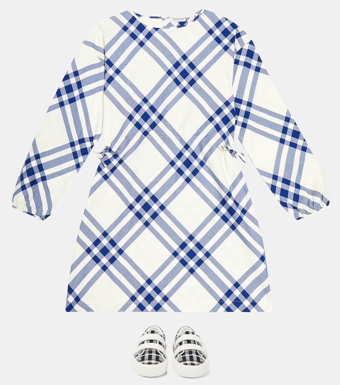 Платье из хлопка в клетку Burberry Kids, мультиколор — фото 2