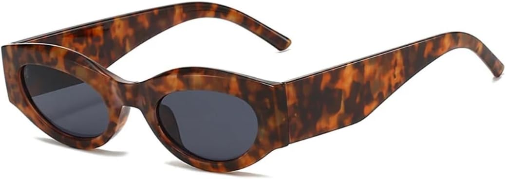 

Ретро-солнцезащитные очки «кошачий глаз» желейного цвета для женщин, модные овальные очки с широкими дужками для мужчин, панк-стиль, защита от УФ-излучения UV400 HHZZYVY, Leopard Grey