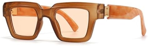 

Модные квадратные солнцезащитные очки для женщин, винтажные, конфетного цвета, прозрачные, градиентные, мужские солнцезащитные очки в стиле панк MTZJH, Tea Light Orange