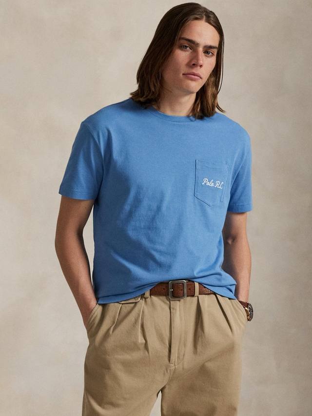 

Хлопковая поло с принтом Polo Bear в стиле slim fit Ralph Lauren, Soft Royal Heather