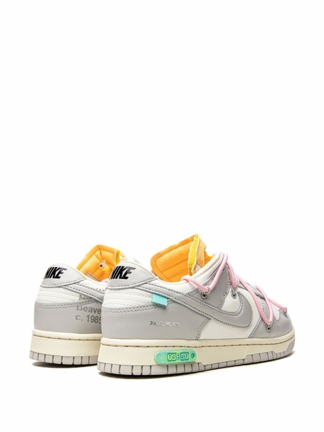 Кроссовки Nike х Off-White Dunk Low, белый/серый/оранжевый — фото 3