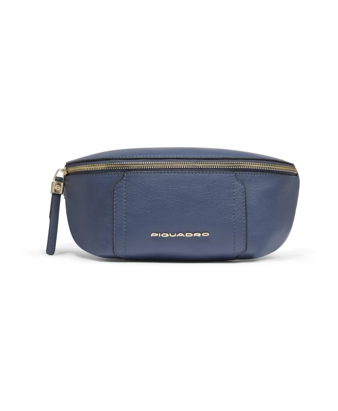 

Женская кожаная поясная сумка с защитой от RFID-сканирования. Piquadro, синий