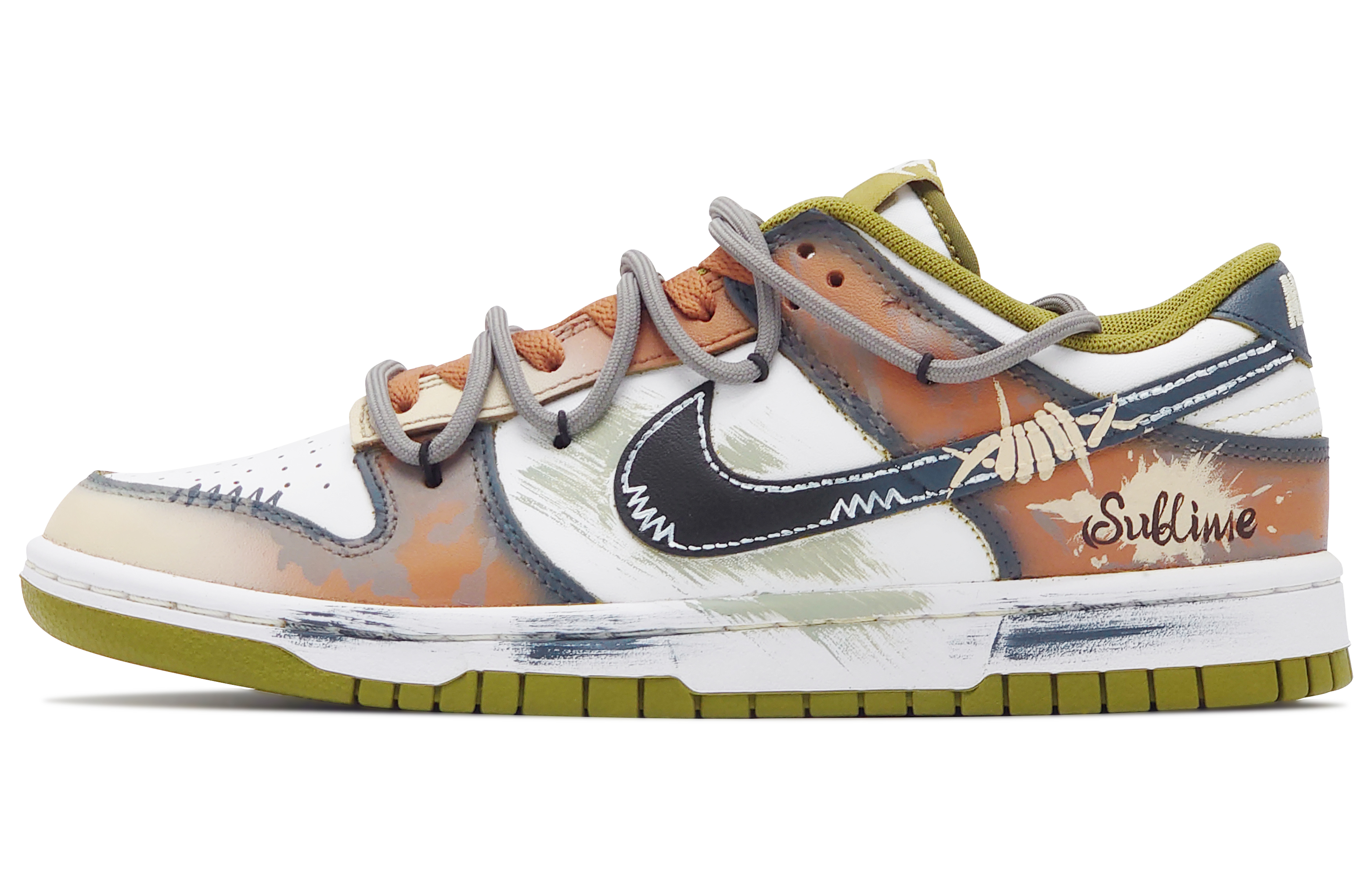

Nike Кроссовки для скейтбординга Dunk Anti-Slip, износостойкие, низкие, мужские, белые, оранжевые