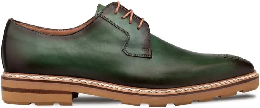 Mezlan Lug Sole Medallion Derby - мужские дерби из телячьей кожи с ручной окраской, с медальоном на носке и прочной резиновой подошвой - ручная работа в Испании