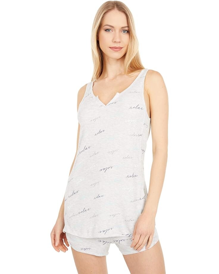 

Пижамный комплект Splendid Waffle Shortie Set, цвет Pale Heather Grey Script