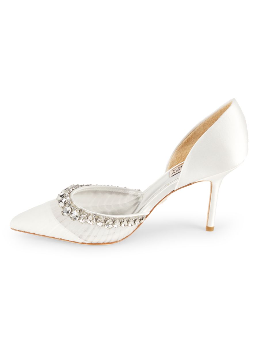 Туфли-лодочки Everley 89MM с декором D'Orsay Badgley Mischka, цвет Black Satin — фото 4