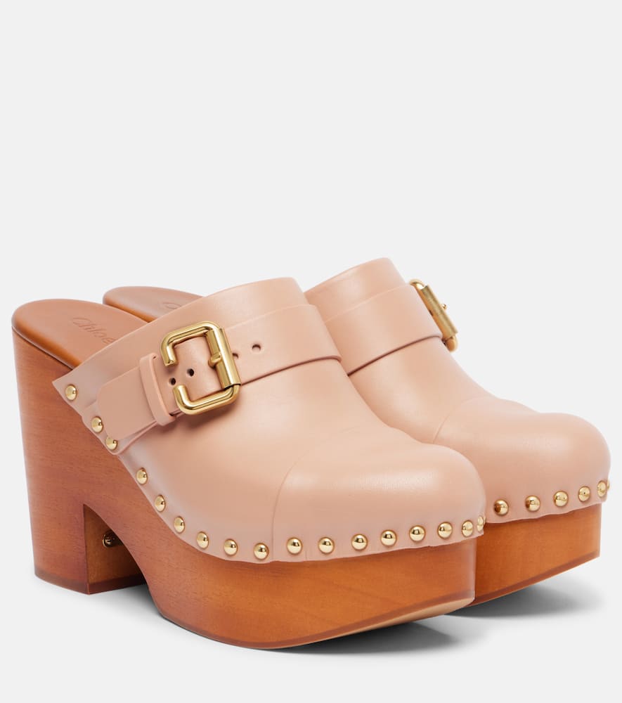 Jeannette 80 кожаные клоги со шпильками Chloé, Blush Pink