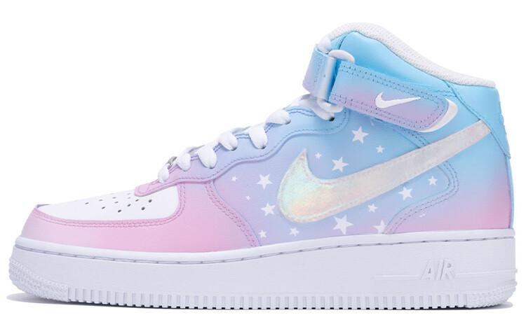 

Кроссовки Nike Air Force 1 Skateboard Shoes Men Mid-Top White Blue Pink