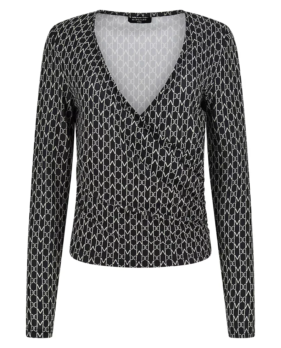 

Женский топ-кроссовер с длинными рукавами Marciano by Guess, черный