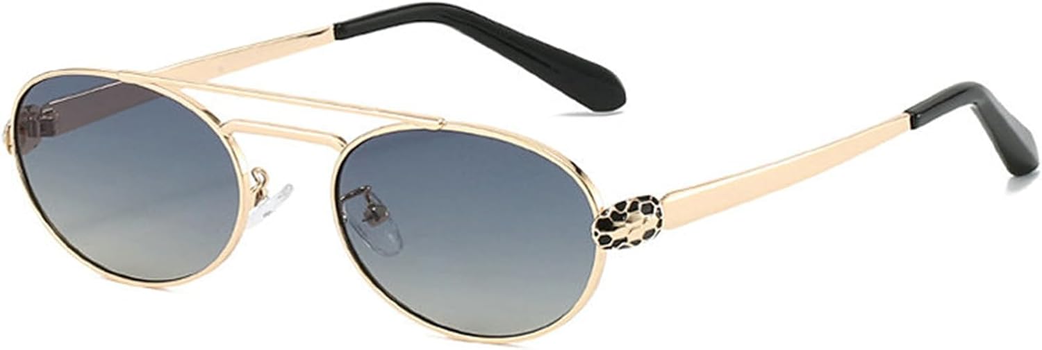 

Солнцезащитные очки Helena Retro Trendy Double Beam Oval Sunglasses для женщин и мужчин в стиле 90-х, в маленькой металлической оправе, круглые, с защитой от УФ-излучения UV400, C6