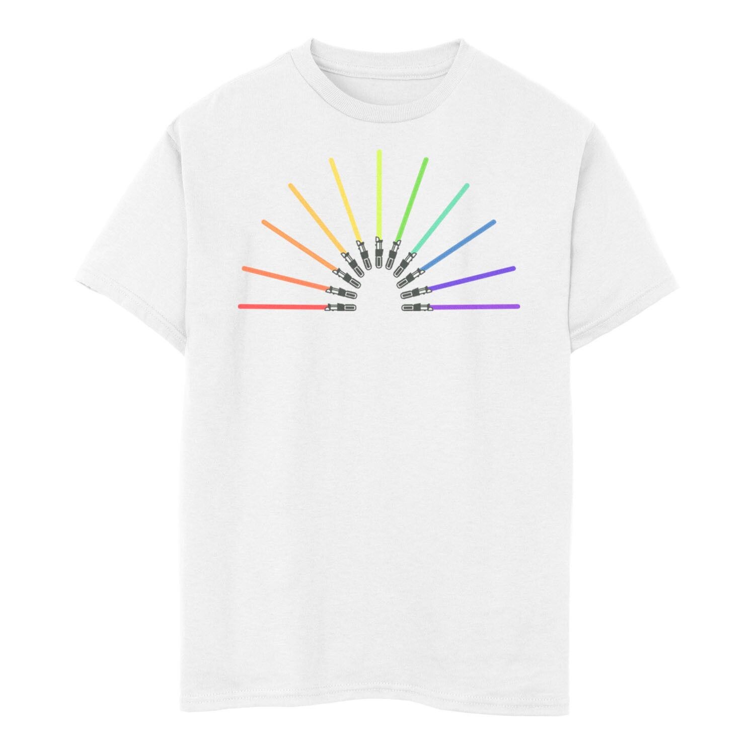 

Футболка Star Wars Pride Rainbow Lightsabers для мальчиков 8–20 лет Licensed Character, белый