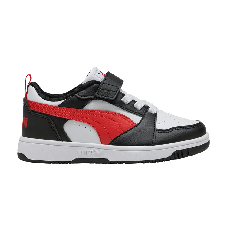 

Кроссовки Puma Rebound V6 Low Little Kid White Black Red, белый