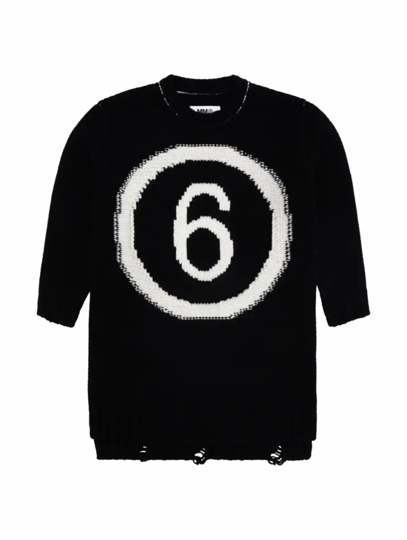 

Вязаное платье с логотипом MM6 MAISON MARGIELA, черный