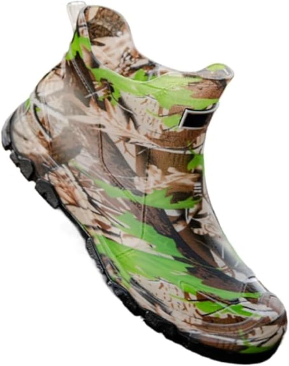 

Мужские ботинки Geerta Camo Ankle Deck для лодок и соленой воды, водонепроницаемые короткие резиновые ботинки, легкие, дышащие, широкие, с нескользящей подошвой, для дождя и воды, походов, кемпинга и садоводства, зеленый