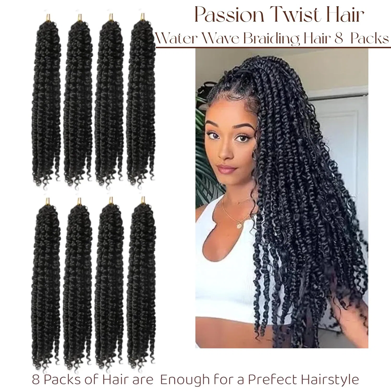 Набор для плетения кос Passion Twist Hair, 8 упаковок, 22 дюйма Qiyazai — фото 2