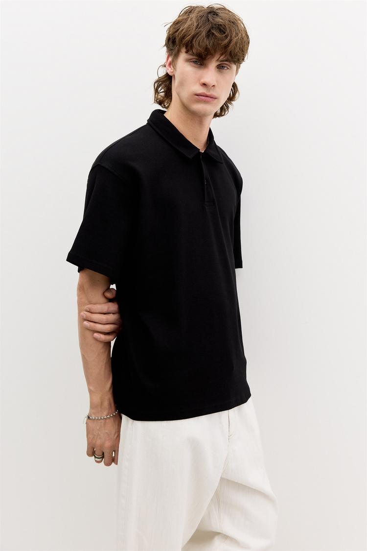 

Рубашка поло с коротким рукавом Pull And Bear, черный
