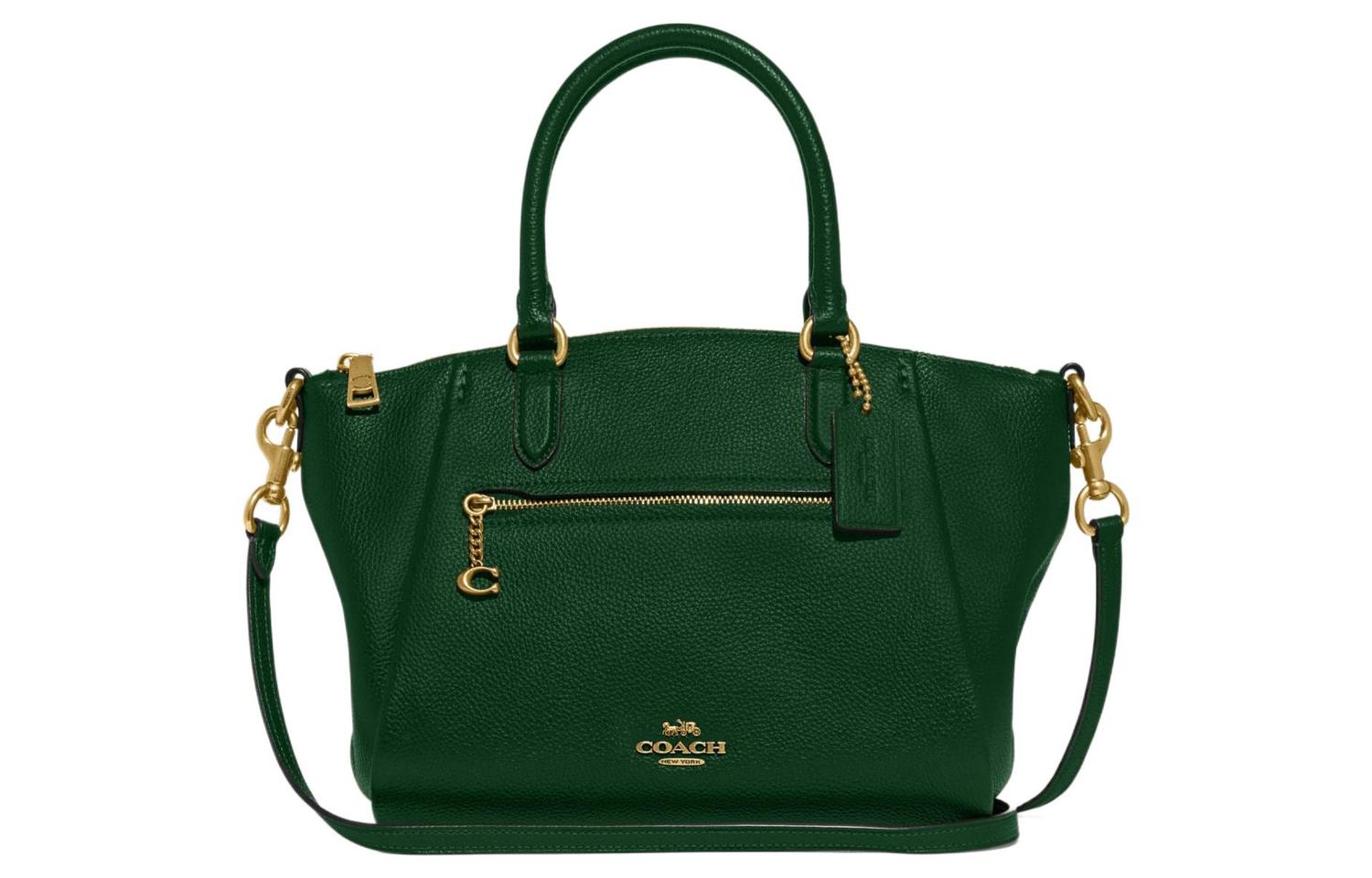 

COACH Сумка через плечо Elise Polished Grained Leather, кросс-боди, женская, средний размер, темный сосновый зеленый