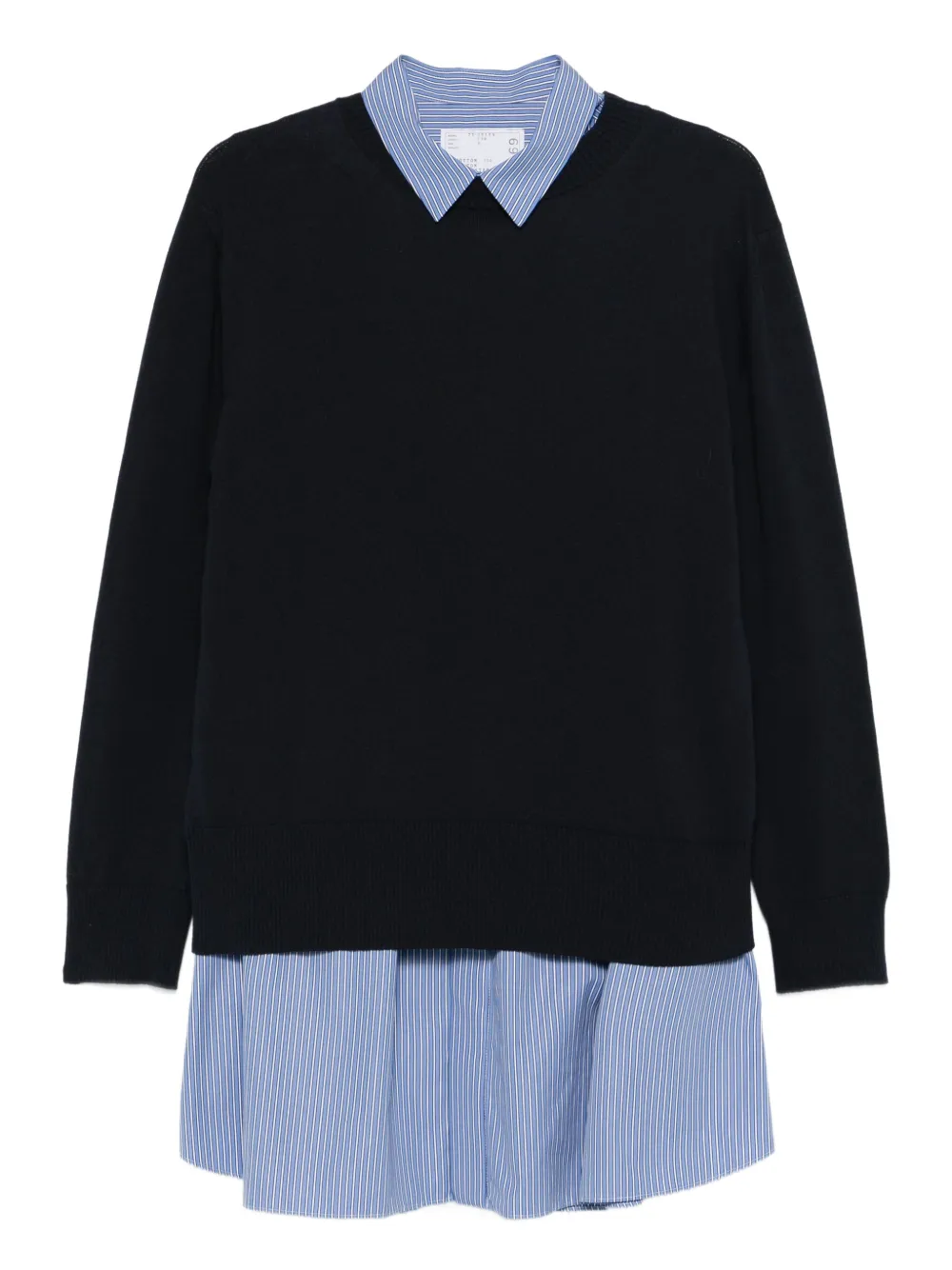 

Полосатое платье Poplin x Cotton с воротником Sacai, синий