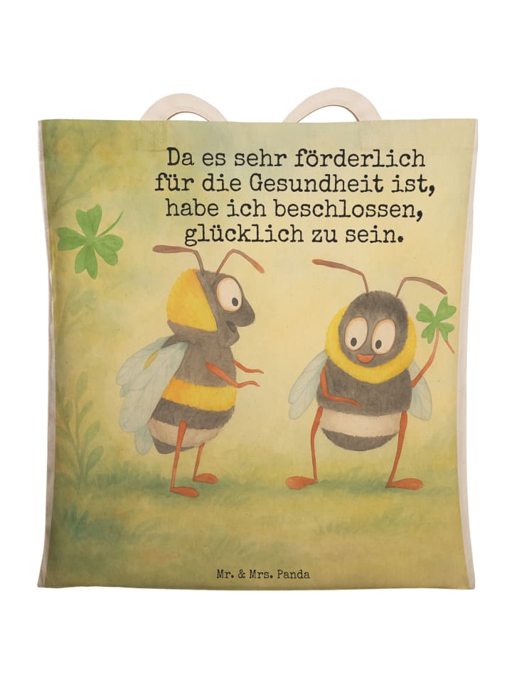 

Mr. & Mrs. Panda Сумка с изображением шмеля и клевера и надписью белого цвета