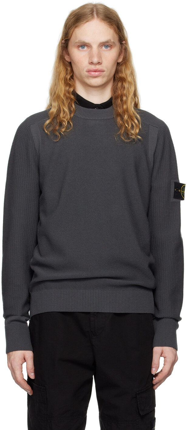 

Серый свитер с нашивкой-логотипом Stone Island, Lead grey