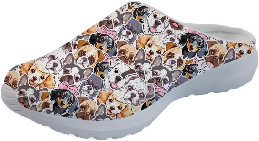 

Женские мюли Forchrinse South Indian Aztec с полоской, тапочки на плоской подошве с поддержкой свода стопы, для ходьбы, садовые сабо, легкие, Cute Pug