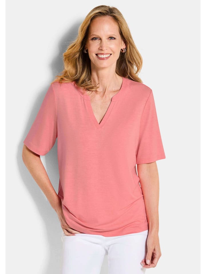 

GOLDNER Футболка из вискозного трикотажа с отделкой кораллового цвета, Красный, GOLDNER Футболка из вискозного трикотажа с отделкой кораллового цвета