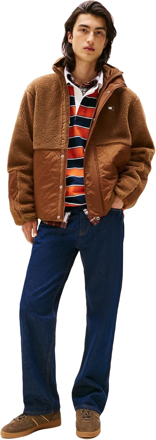 Мужская легкая куртка Tommy Jeans Teddy с вышитым логотипом Tommy Hilfiger, Pecan Nut — фото 3