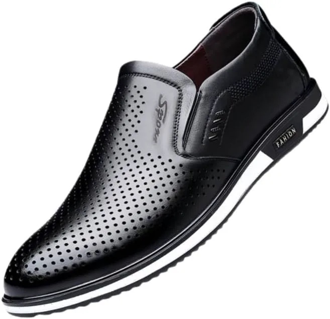 Кроссовки Men's Slip-On Business Casual Shoes, Slip-Resistant Arch Support & Cushioned Insole, Breathable Synthetic Upper, Low-Top Comfortable Sneakers with Soft Rubber Sole Minlaidian, черный — фото 3