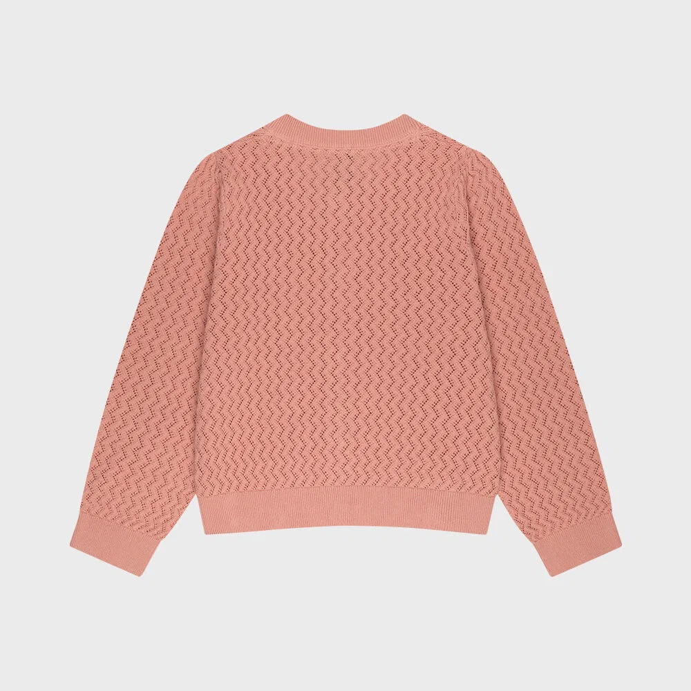 Детский вязаный кардиган W Pointelle Coral Pink от Marithé Kids — фото 3