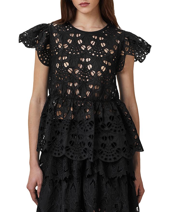 

Блуза с вышивкой "Meadow" ALLSAINTS, черный