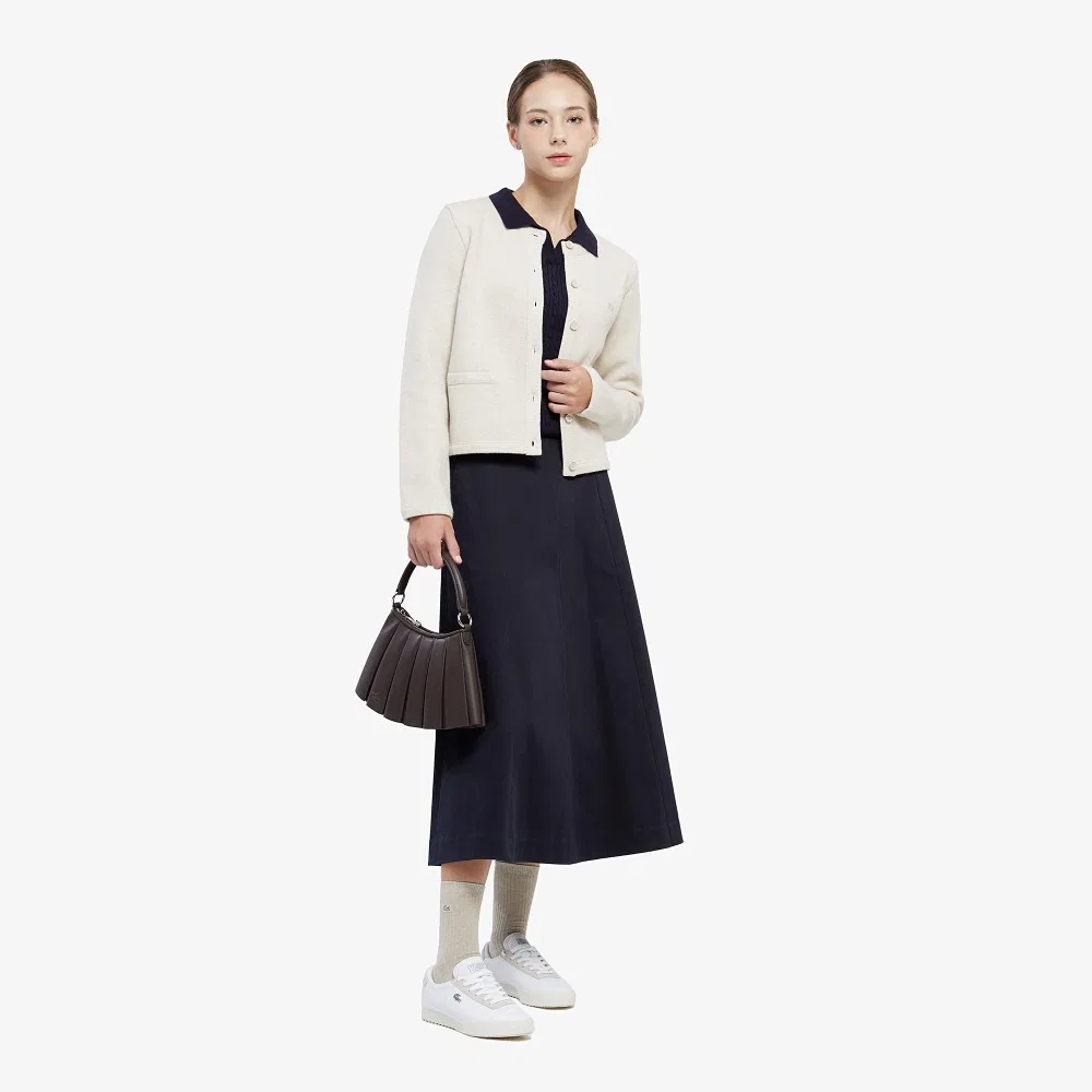 Женский шерстяной кардиган-жакет кремовый от Lacoste — фото 4