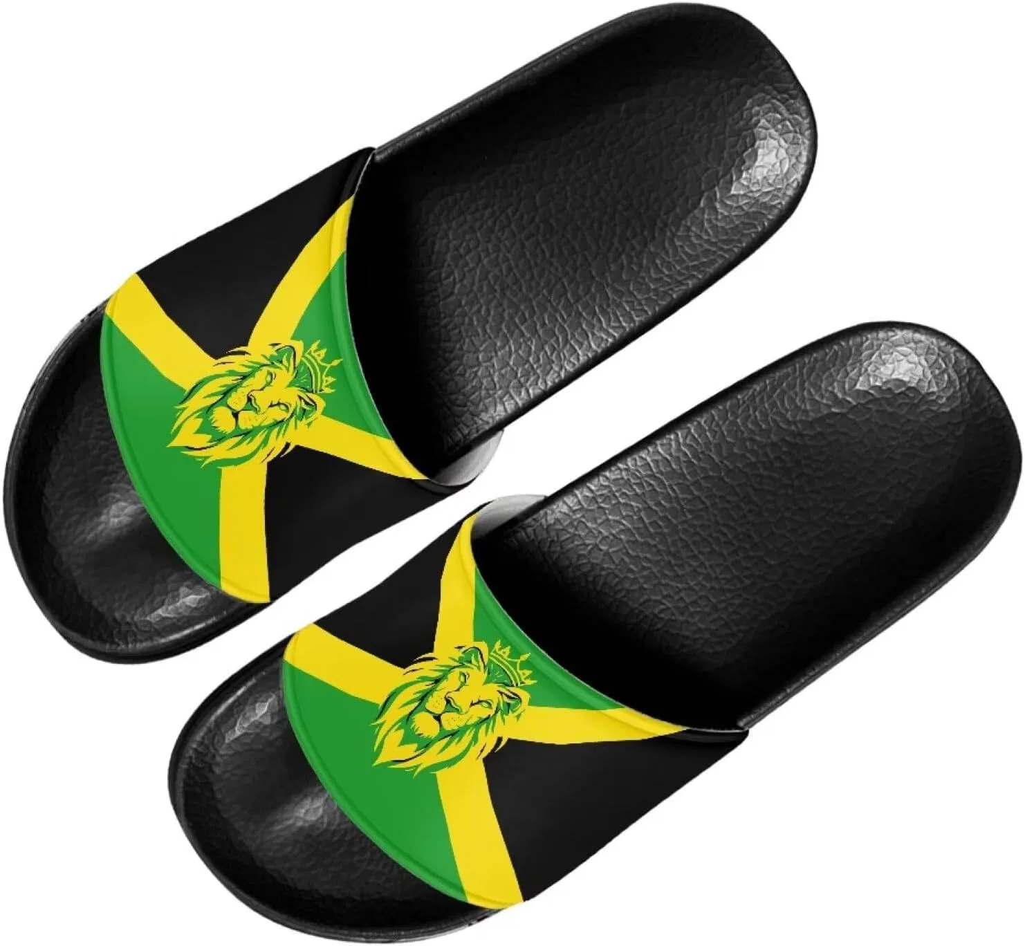 Сандалии с антискользящей подошвой, слайды, черная подошва, Jamaican Flag Lion Vuriqeby — фото 2